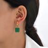 Fashion Multicolor Geometric Square Heart Natural Stone Malachite Drop Earrings for Women Stainless Steel Hoops Bohemia Jewelry