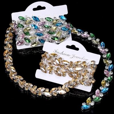 1Yard/90cm Rhinestone Border Multi-color Crystal Versatile Diamond Strips DIY Self-adhesive Rhinestone Chain