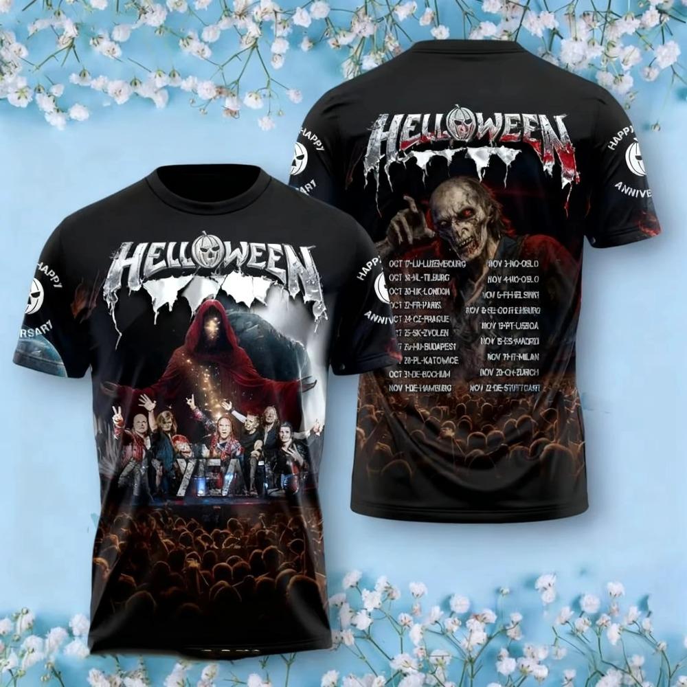 Novelty Rock Halloween Band 3D Print T-shirt Men Women Fashion Trend O-Neck Short Sleeve Tops Tees Plus Size Tshirt Men Clothing