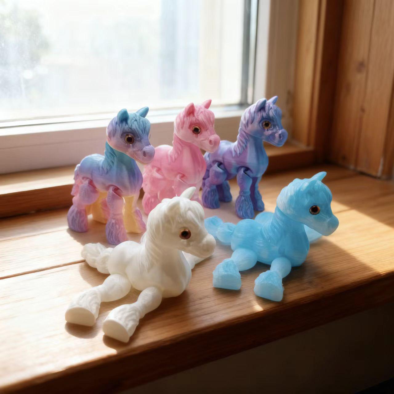 

3D Printed Year of the Horse Pony Ornament with Movable Joints