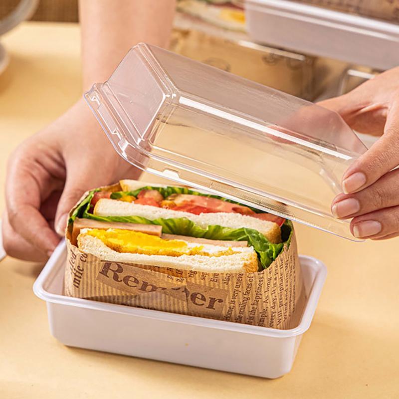 10/50Pcs Sandwich Packaging Box Half-Piece Sandwich Burger Packaging Case Baking Picnic Lunch Box Disposable Plastic Lunch Box