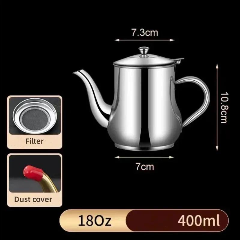 1Pc Stainless Steel Cooking Kettle Portable Pot Household Oil Pot with Filter Large Capacity Oil Storage Tank Thickened OZ Pot