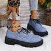 Retro Thick-Soled One-Pedal Loafers Women'S Small Leather Shoes Round Head Thick Heel Single Shoes Large Size Women'S Shoes