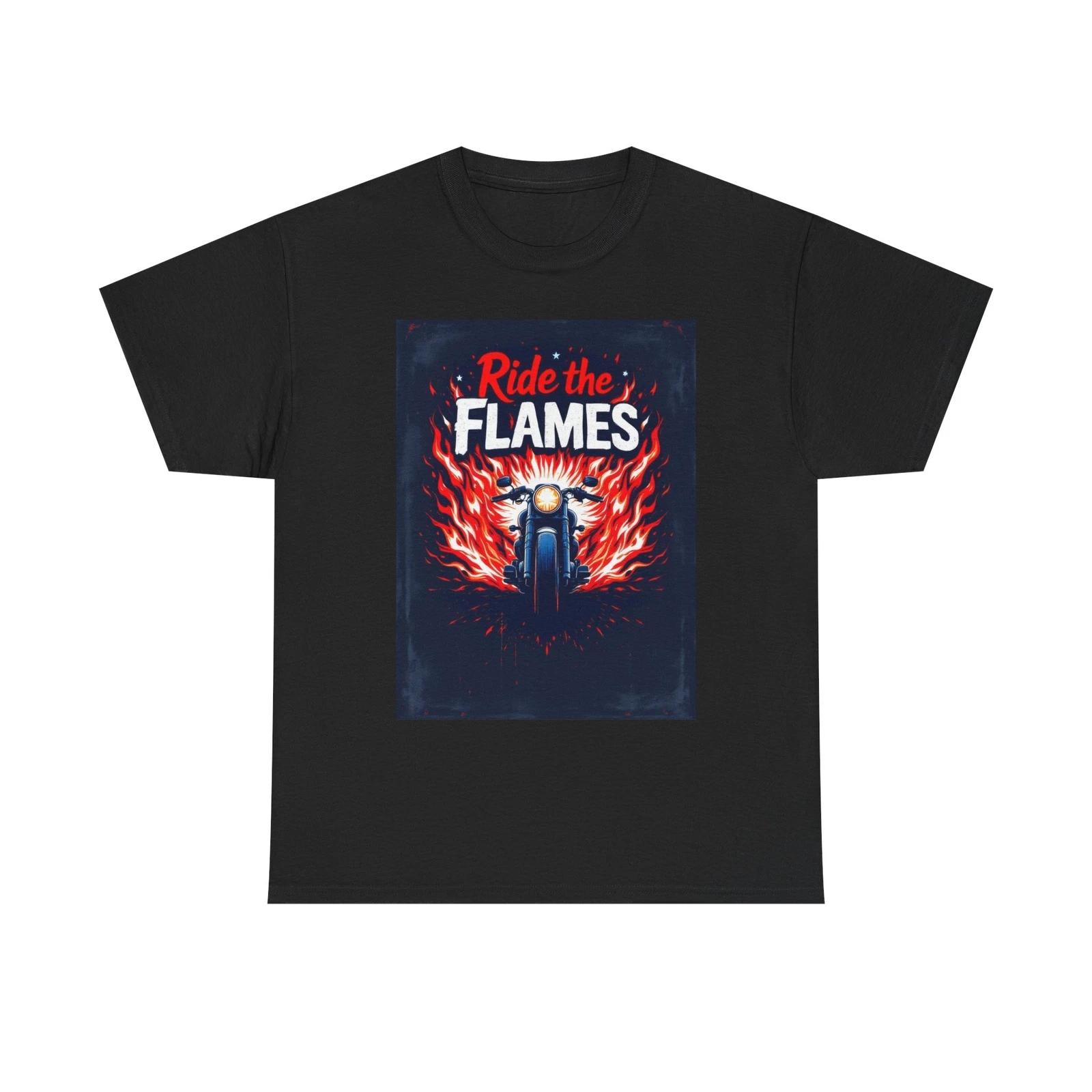 Ride The Flames Motorcycle T-Shirt Retro Bike Week Racing Choppers Shirt Flame 3XL