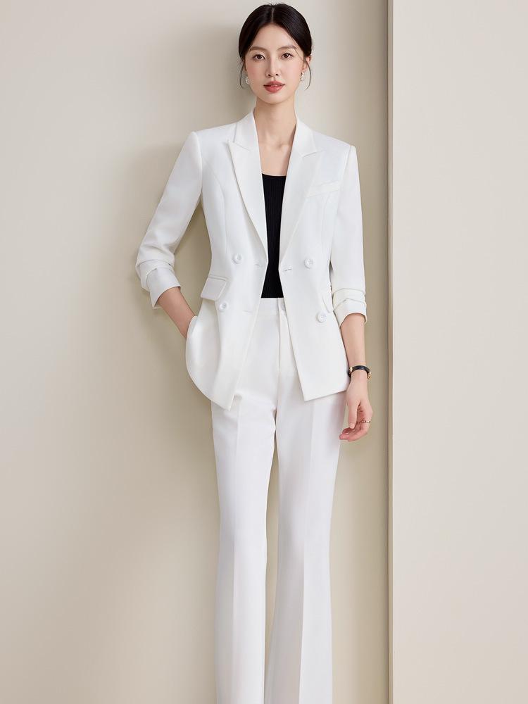 Damen High-End Weißes Anzugset für Herbst/Winter - Elegante Business-Formelle Kleidung
