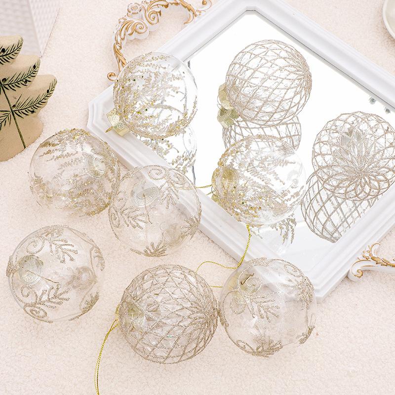 8cm/9PCS/1Set Christmas Decorations Transparent PET Painted Christmas Ball Gift Box Set Christmas Tree Pendant