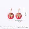 Copper Plated Enamel Cherry Butterfly Earrings Simple Retro Light Luxury Earrings Women's Earrings