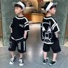Summer Casual Boys Cotton Contrast Alphabet Graffiti T-Shirt Top+Shorts Pant Set School Kids Tracksuit Child 2 Pieces Srt