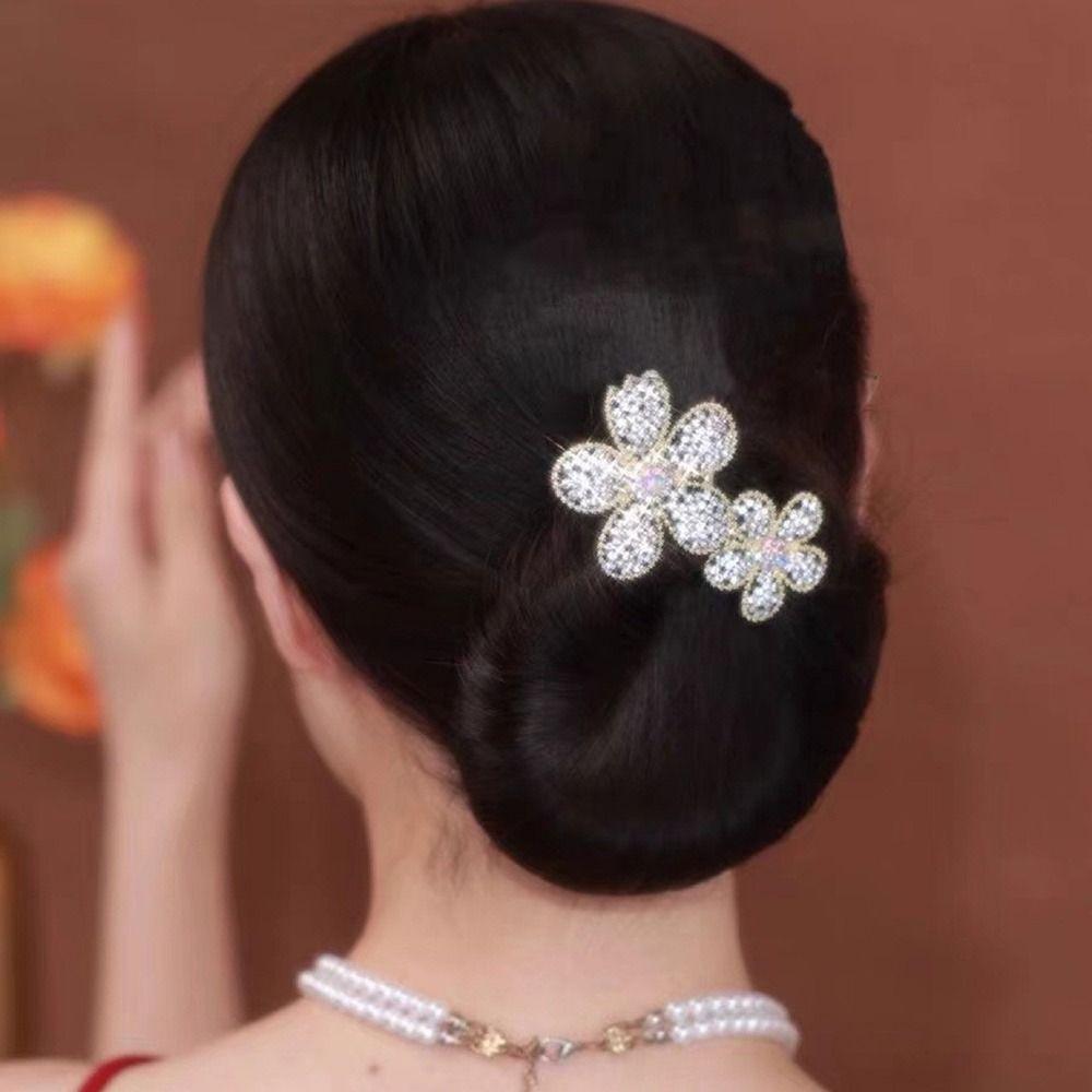 Non-slip Flower Hair Clip Alloy Twist Hairstyle Bun Elegant Lazy Hair Curler  Women Girls