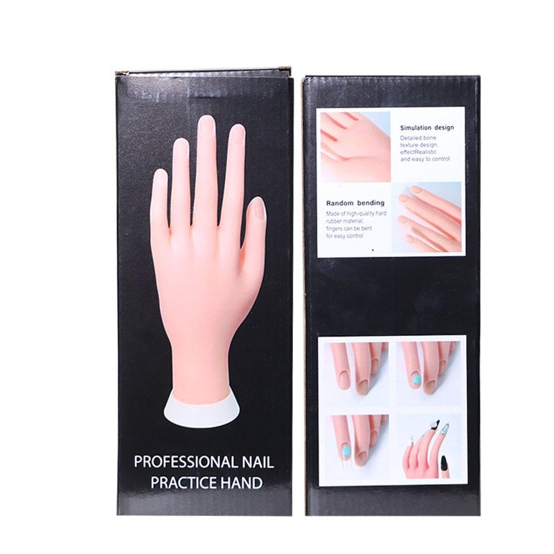 Flexible Silicone Nail Art Practice Hand Model with Bendable Fingers