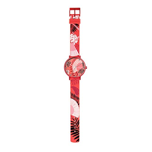 SKAGEN Women's/Boys' Aaren Floral Print Pink Silicone Watch SKW2859 [Parallel Import]