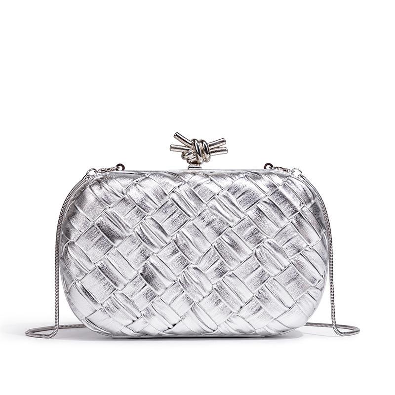 Women'S Bag Woven Handbag Versatile Fashion Banquet Clutch Bag Shoulder Dinner Bag Shoulder Chain Bag Women