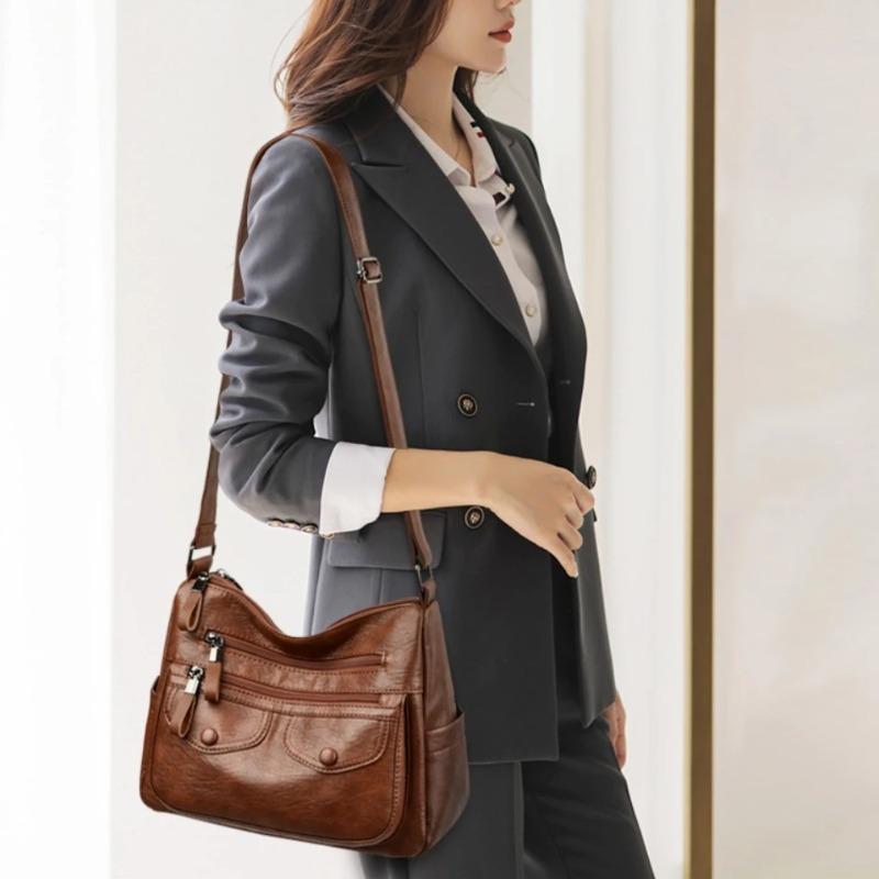 תיק צד נשים רטרו, תיק כתף לנשים, תיק נשים יומיומי מעור PU רך, מתאים לשימוש יומיומי, קניות, נסיעות לעבודה