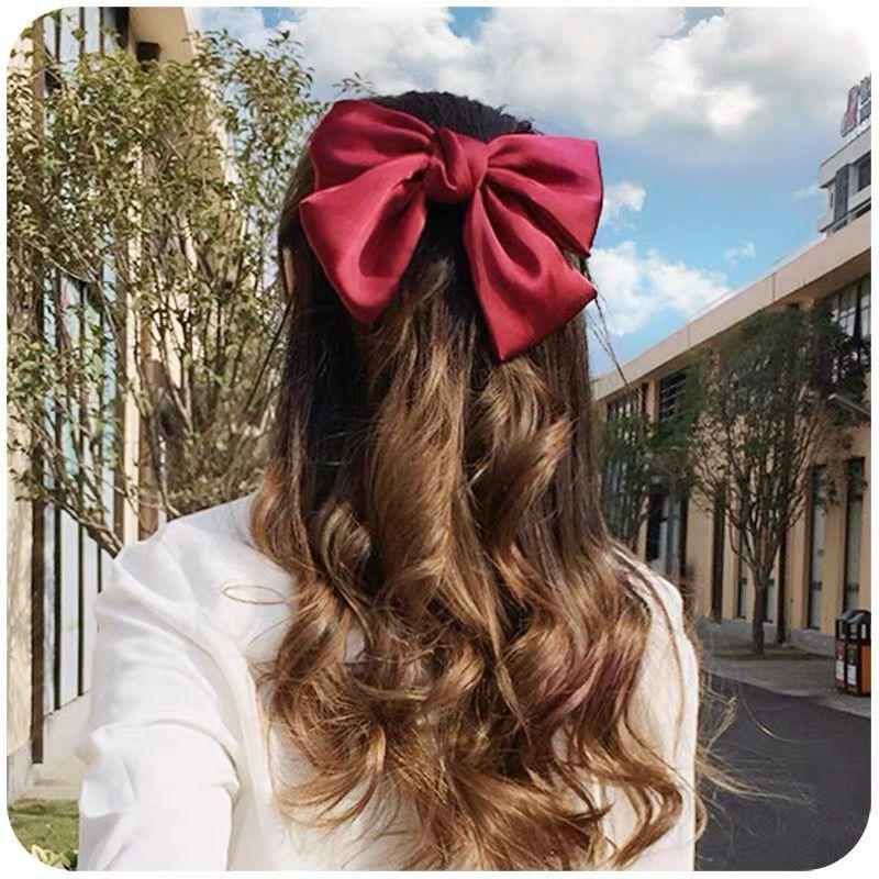 Chic Satin Ribbon Hairpins With Large Bow For Stylish Women And Girls
