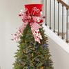 Christmas Tree Topper Christmas Decorations Hat Topper With Bows Ribbon Ornaments Party Supplies For Holiday Living Room