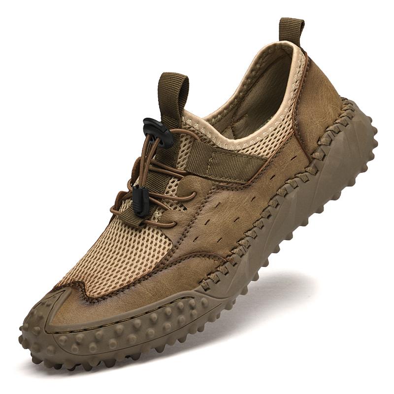 Fashion Plus Size Handmade Outdoor Casual Shoes Breathable Mesh Fabric Soft Bottom Summer Mesh Surface Climbing Shoes Rubber Sole