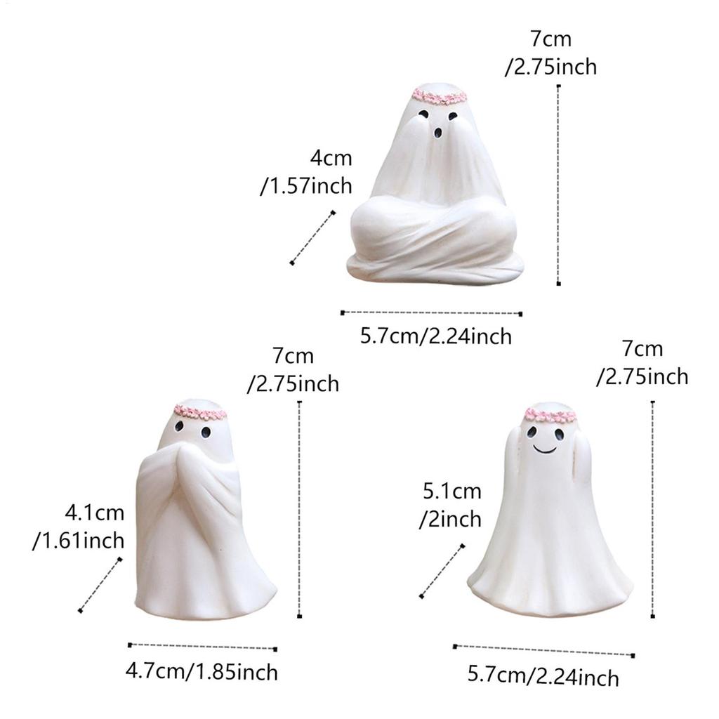 Ghost Figurine Ghost Halloween Figurine 3 Pieces Resin Decorations Festive Sculpture For Table Home Desk Birthday Shelf