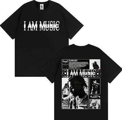 T-shirts Logo d'Album Rapper Playboi Carti I AM MUSIC pour Hommes Harajuku Hip Hop Vintage T-shirt Confort Décontracté T-shirts 100% Coton