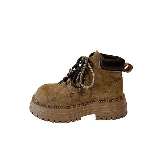 

Винтажные ботинки Мартина на шнуровке на толстой подошве, женские, 2025, осень, новая модная рабочая обувь, ботинки цвета ревеня, короткие ботинки Майяр 40 коричневый