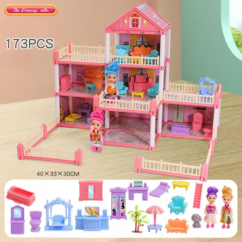 Diy Doll House Children Dream Princess Big Castle Villa Birthday Gift Play House Toys