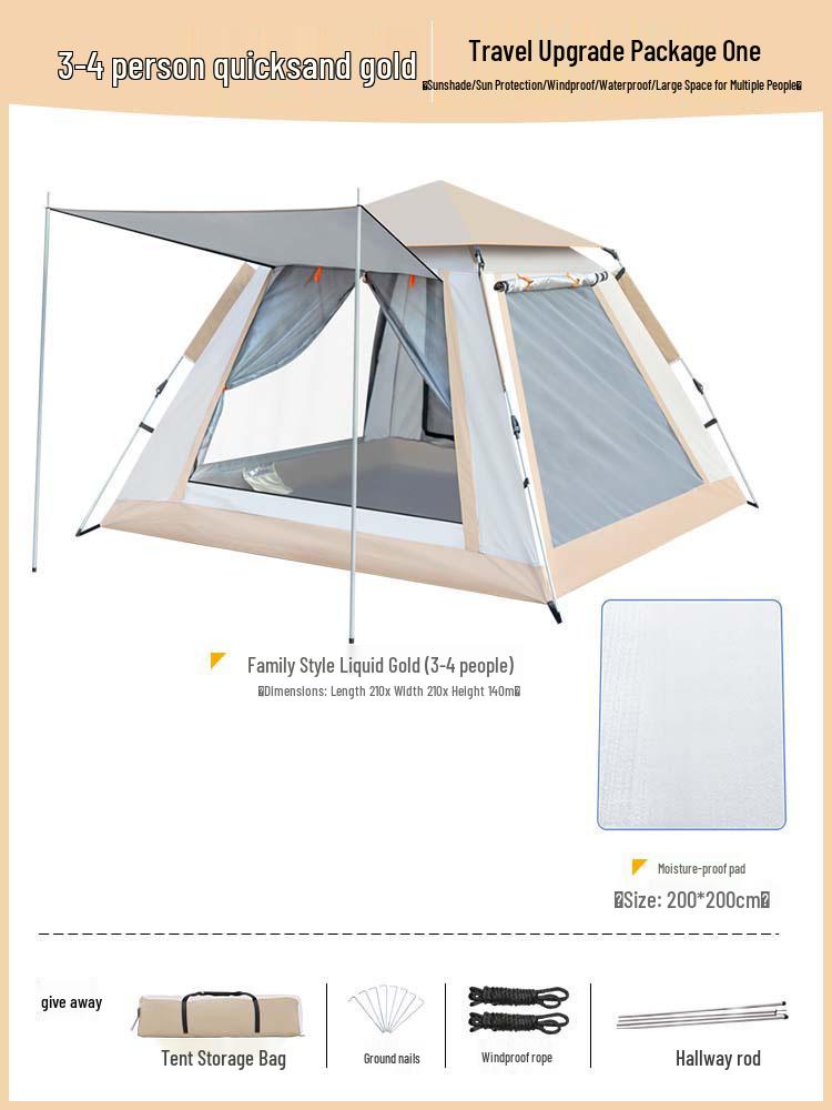 Double Person Automatic Tent: Thickened, Rainproof & Sun-Protective for Outdoor, Wild Camping or Beach Use