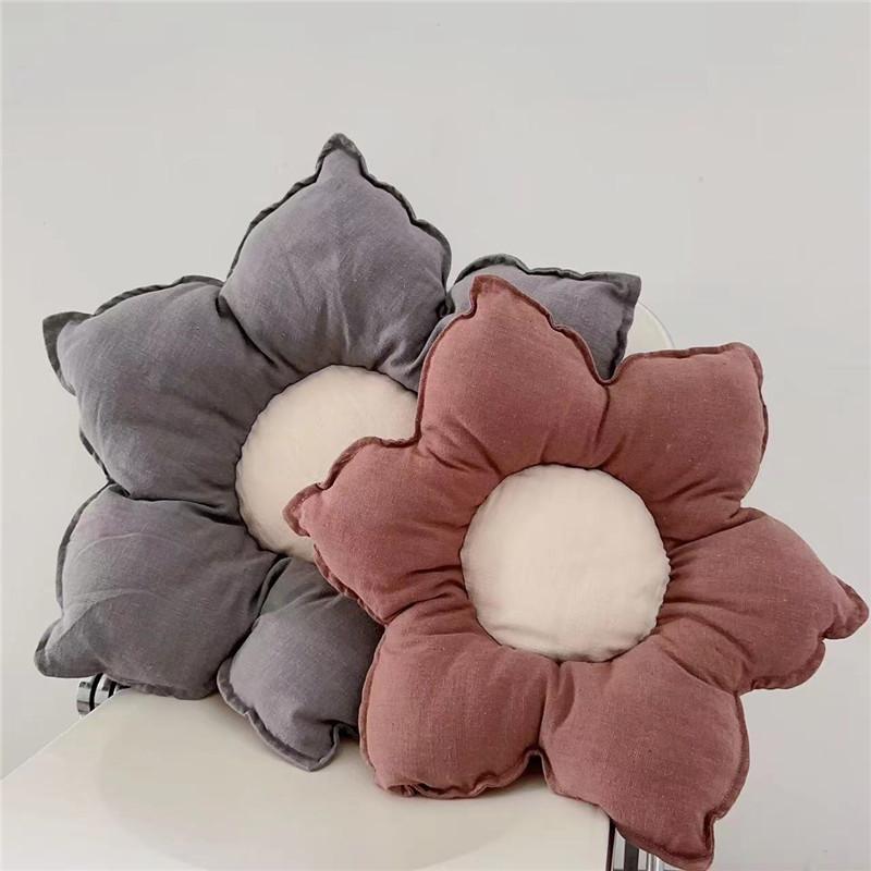 Floral Nordic Contemporary Pillow With Cotton Linen Cover For Modern Home Decor
