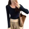 Casual chic slim-fitting contrasting shirt women's autumn new high-end sweater long-sleeved knitting
