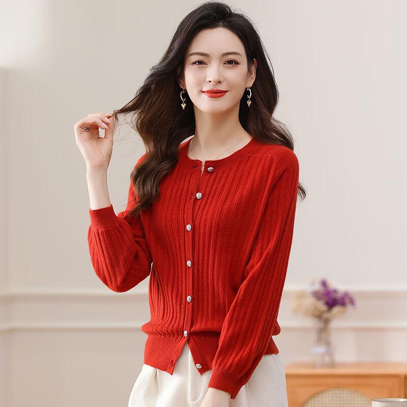 

Women s 100% Merino Wool Round Neck Cardigan 4XL