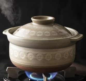 Oryginalny Ryżowar Ginpo Toki Hana Mishima "Odporny na wykipienie", Pojemność 2 filiżanki, Garnek ceramiczny, Kompatybilny z kuchenką bezpośredniego ognia, Wyprodukowano w Japonii, 21161