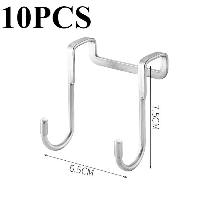304 Stainless Steel Hook Free Punching Double S-Shape Hook Kitchen Bathroom Cabinet Door Silvery Type Coat Towel Storage Hanger