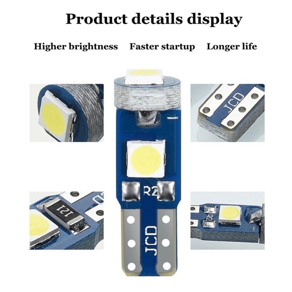 10PCS Super Bright LED T5 3SMD Car Motorcycle Dashboard Light Wedge Instrument Lamp Indicator Signal Bulbs DC12V 3030smd