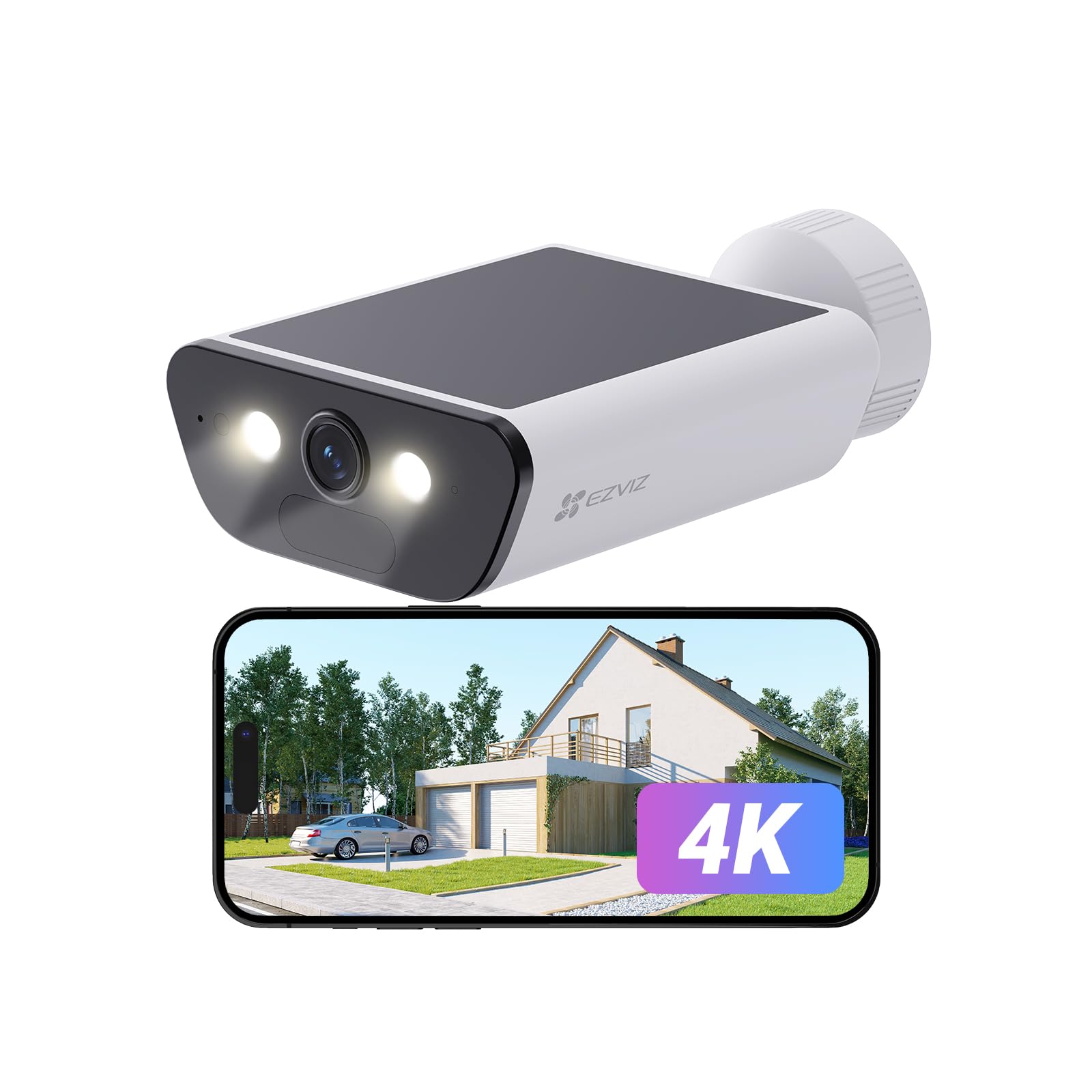 

EZVIZ CB5 4K Outdoor Solar Wireless Security Camera with 4K Continuous No Installation or Power Supply 6 Smartphone AI and Calling & Recording, AOV,