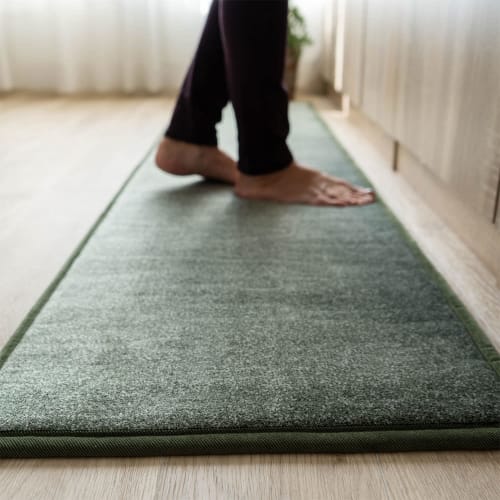 Sayan Sayan Discharge-Dyed Rug, Cool Kitchen Mat, Non-Slip, 45x240mm, Olive Green