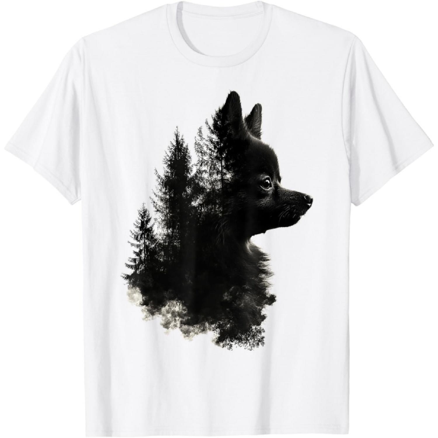 Pomeranian Dog Graphic Pet Illustration Pomeranian T-Shirt for Men Women Kids S