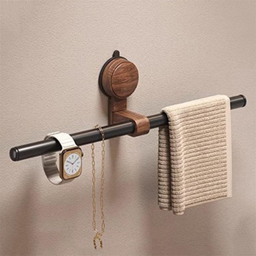 Plastics Walnut Wooden Towel Bar Space Aluminum Suction Mount Towel Bar  Bathroom accessories
