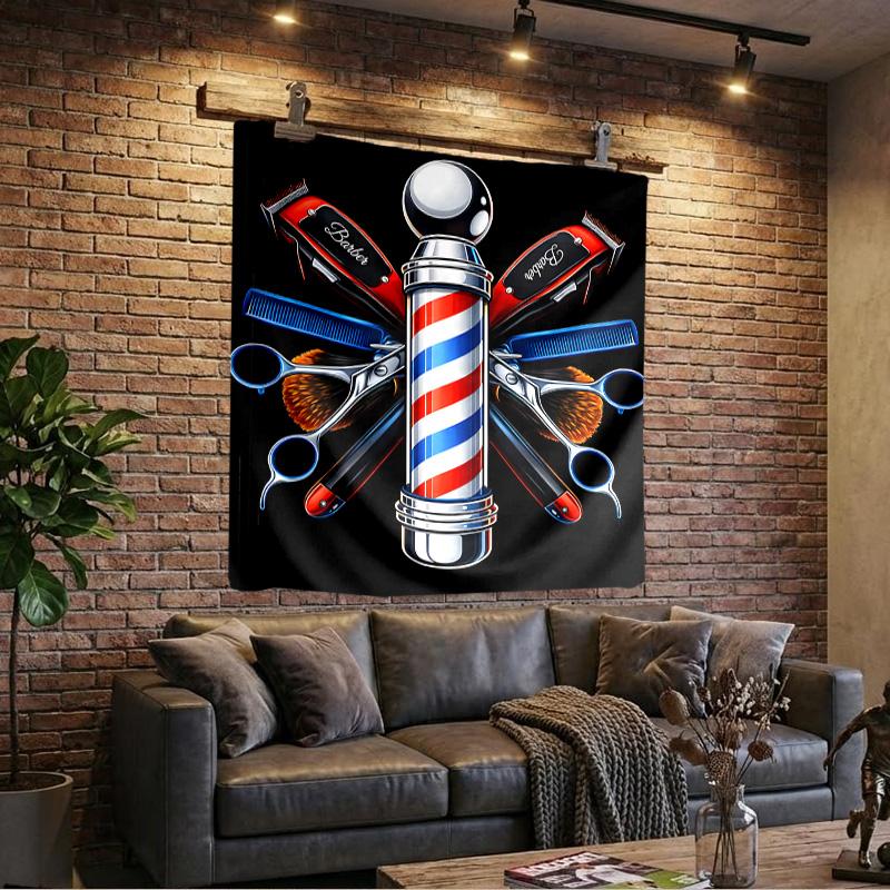 Barber Shop Pole Artwork Printed Tapestry, Wall Hanging,Livingroom, dormitory, Large Wall Decor, Fabric Decor Fan Birthday Gifts
