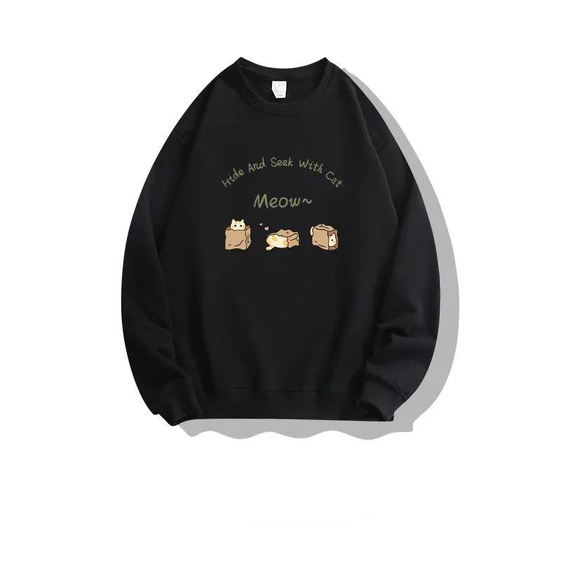Premium Women's Pure Cotton Printed Hoodie: 2025 Autumn/Winter Slimming Pullover for Plus Sizes