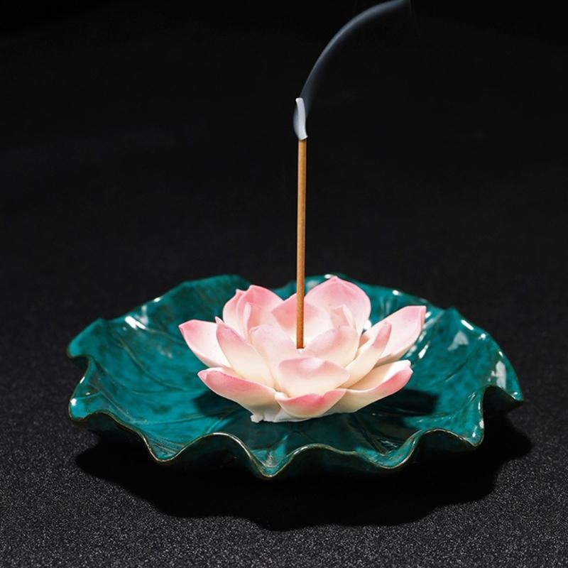 Ceramic Lotuses Incenses Burners for Stick/Coil/Cone Flower Insence Stick Holders Detachable Ashes Catcher Home Decors