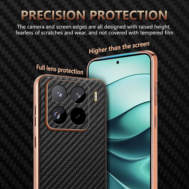 for Xiaomi Mi 15 14 Pro Ultra 13T POCO F6 X6 Pro F5 Case Carbon Fiber Texture PU Leather Cover Plating Bumper Soft Shell Fundas