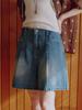 Mwimwieleu Rivet Embellished Vintage Short Denim Pants Mu2635Dn304M_Indigo