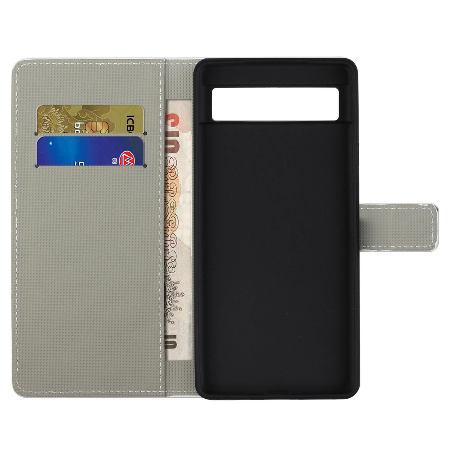 

For Google Pixel 7a Pattern Printing PU Leather Wallet Cover Stand Magnetic Closure Protective Phone Case Iron Tower