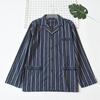 Outer Order Men Spring & Fall Woven Pure Cotton Stripes Gingham Long Sleeves Pajamas Casual Loose Single Piece Homewear Tops