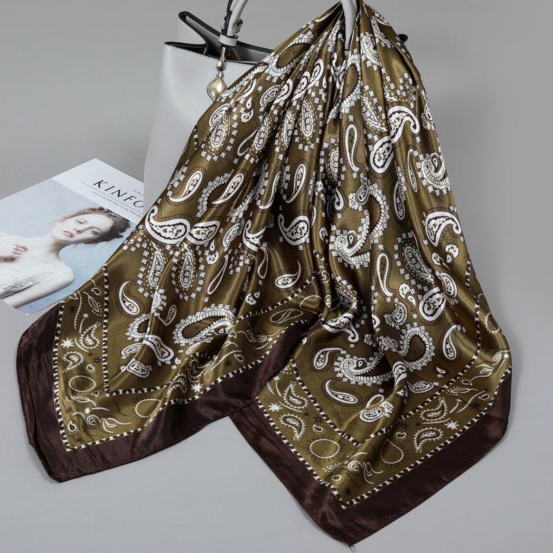 90 Square Scarves, Silk Scarves, Women's New Spring and Summer High-end Sense Versatile, Thin Scarves, Shawls Outside
