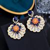 Luxurious Zircon Water Drop Flower Earrings Retro Court Style Fashion Earring Jewelry for Women Party Dainty Gifts