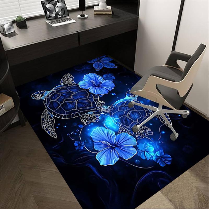 1 Stück Schildkröten Blumen Anti-Rutsch-Teppich, geeignet für Büro, Schlafzimmer und Spielzimmer. Kann auch als Sofafußstützenbezug verwendet werden-W84