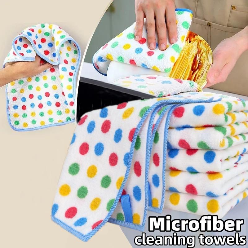 10PCS Microfiber Cleaning Cloth Thickened Dishcloths High Absorbent Scouring Kitchen Washing Dish Rags Household Wipe Towels