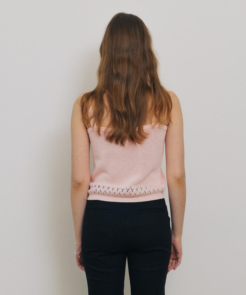 Tudument Punching Sleeveless Knit Top Pink