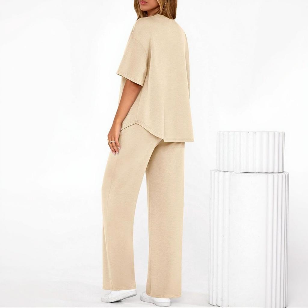 Women's Two,Piece Summer Slightly Loose Top And Pants Casual Set