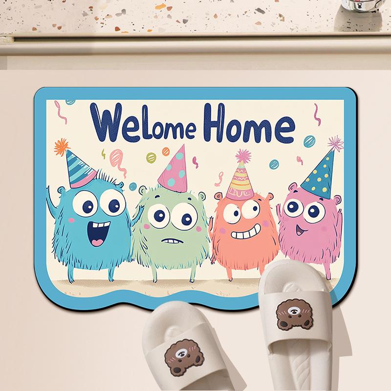 

Коврик для ванной с мультяшным рисунком, нескользящий коврик, бытовой впитывающий коврик для туалета, быстросохнущий коврик для туалетной двери 40 * 60CM diatom mud
