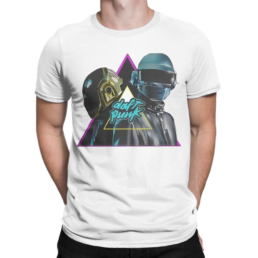 Mens TShirt Daft Punk Electronic Band Leisure 100 Cotton Tees Short Sleeve T Shirts Crewneck Tops Plus Size